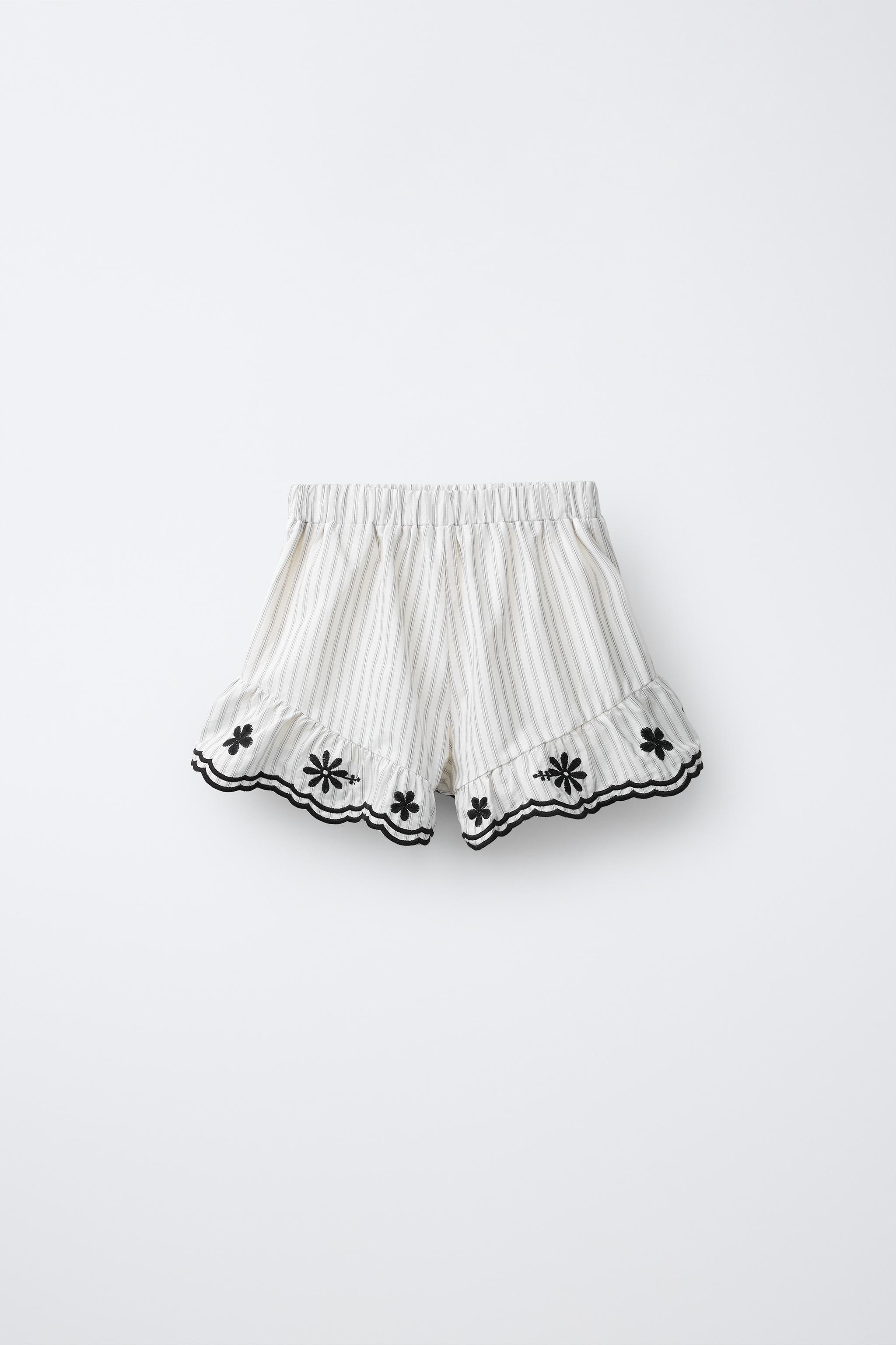 SHORT À RAYURES BRODÉES